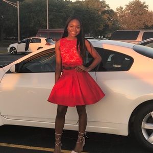 Red two piece dress !!